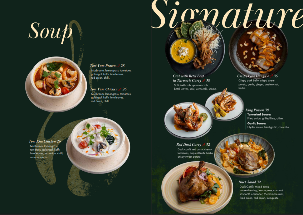 Valyn thai menu and signature dishes
